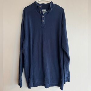 Duluth Trading Co Navy Blue Waffle Knit Henley Pullover XL Long Sleeve Cotton